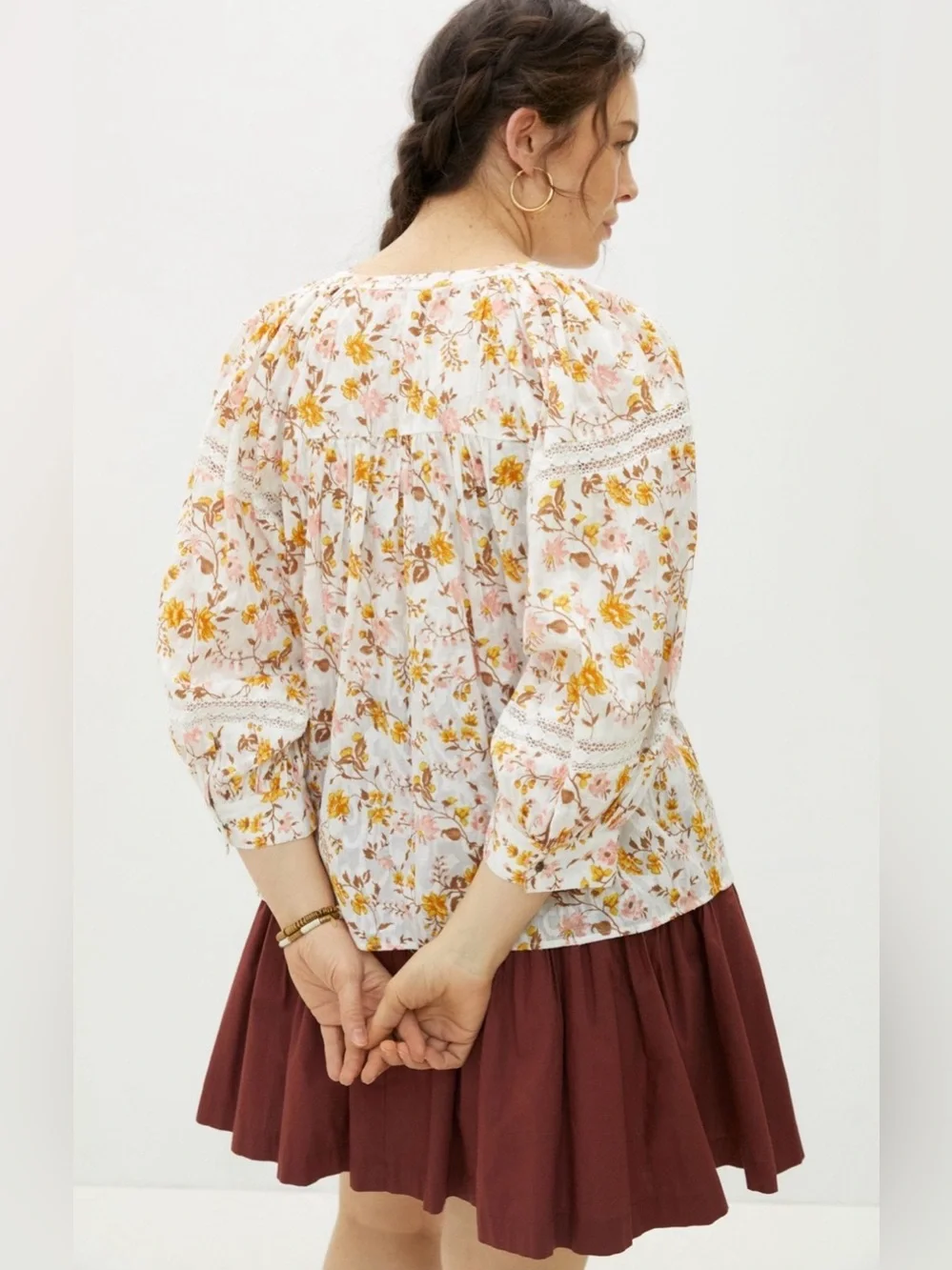 Anthropologie Harmony Floral Lace Peasant Blouse